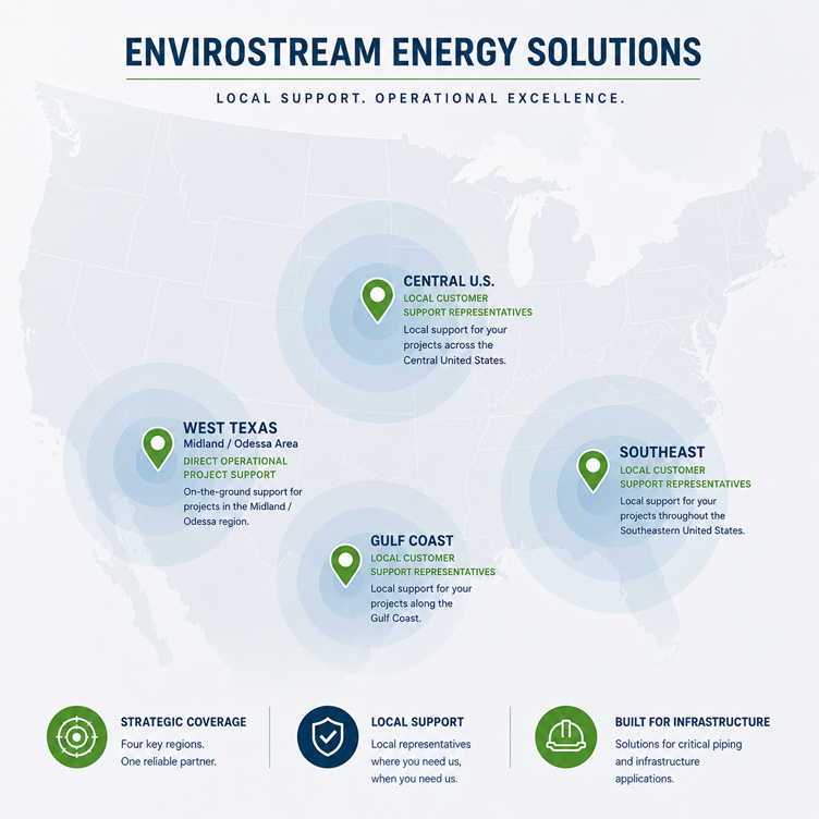 EnviroStream service coverage across the Gulf Coast, Southeast and Central United States